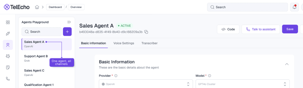 One configuration, three channels - One agent, all channels